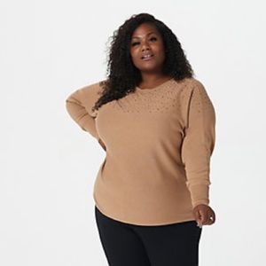 Belle by Kim Gravel Reverse Sweater with rhinestones 2x